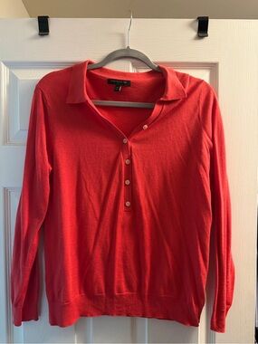 Banana Republic Burnt Orange Long Sleeve Polo Sweater